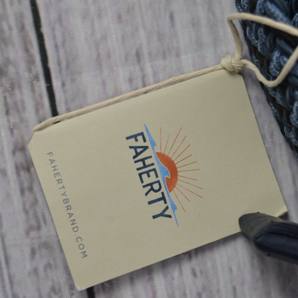 FAHERTY Men's 32 Waist Woven Belt Cerulean Mix Made in USA $148 NEW - Picture 3 of 11